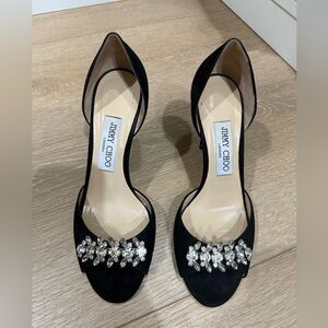 Jimmy Choo Black Heels with Sparkling Embellishments